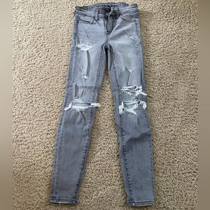 AE Grey Ripped Skinny Jeans